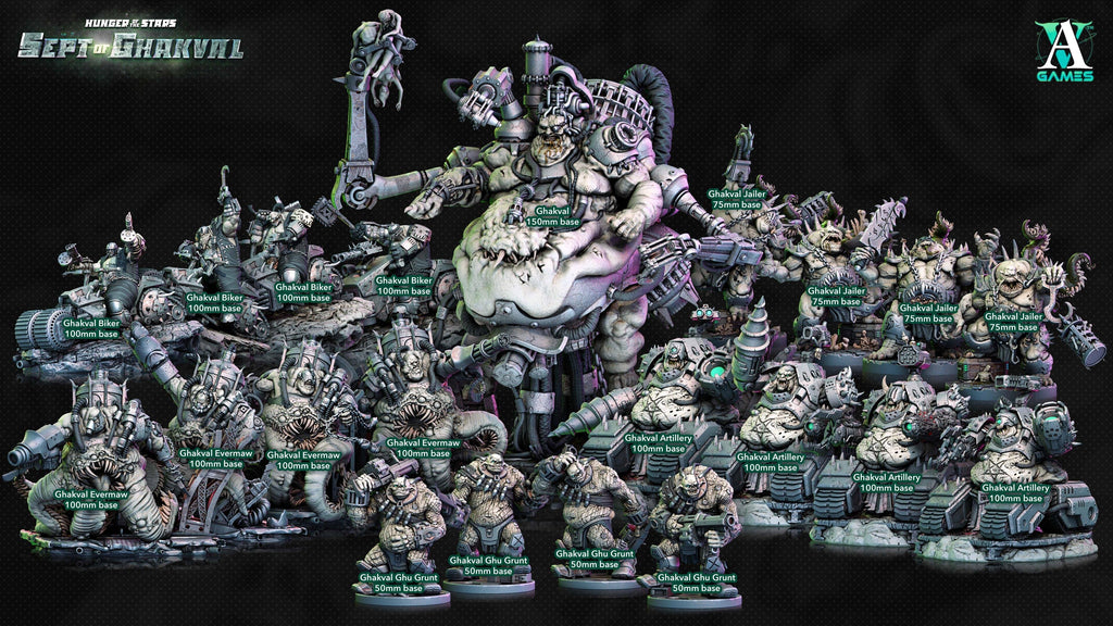 3D Printed Archvillain Games Ghakval Ghu Grunts Hunger of the Stars 28 32mm D&D