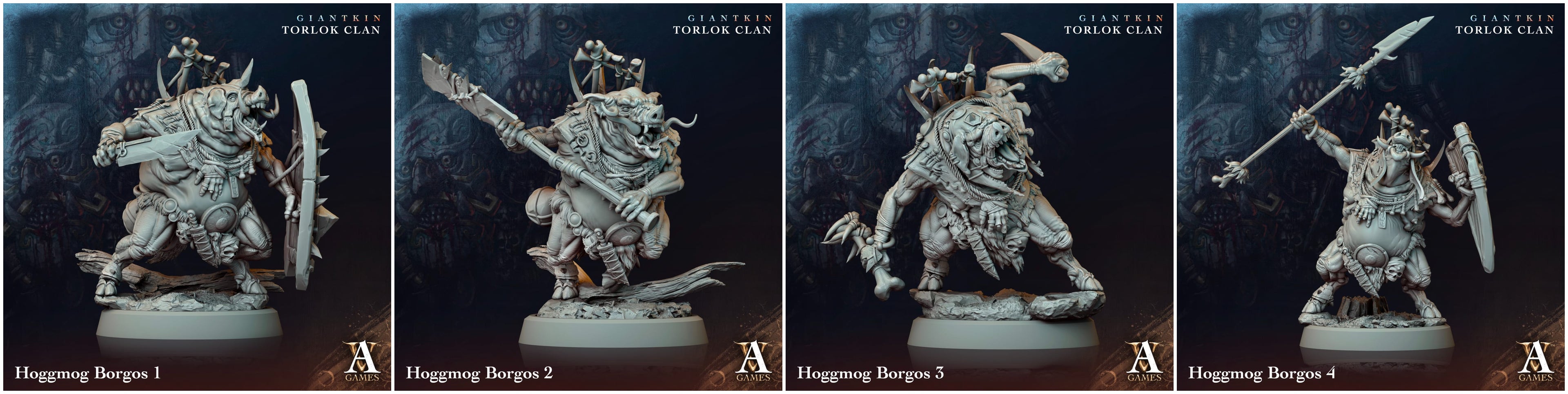 3D Printed Archvillain Games Giantkin - Torlok Clan Hoggmog Borgos 28 32mm D&D