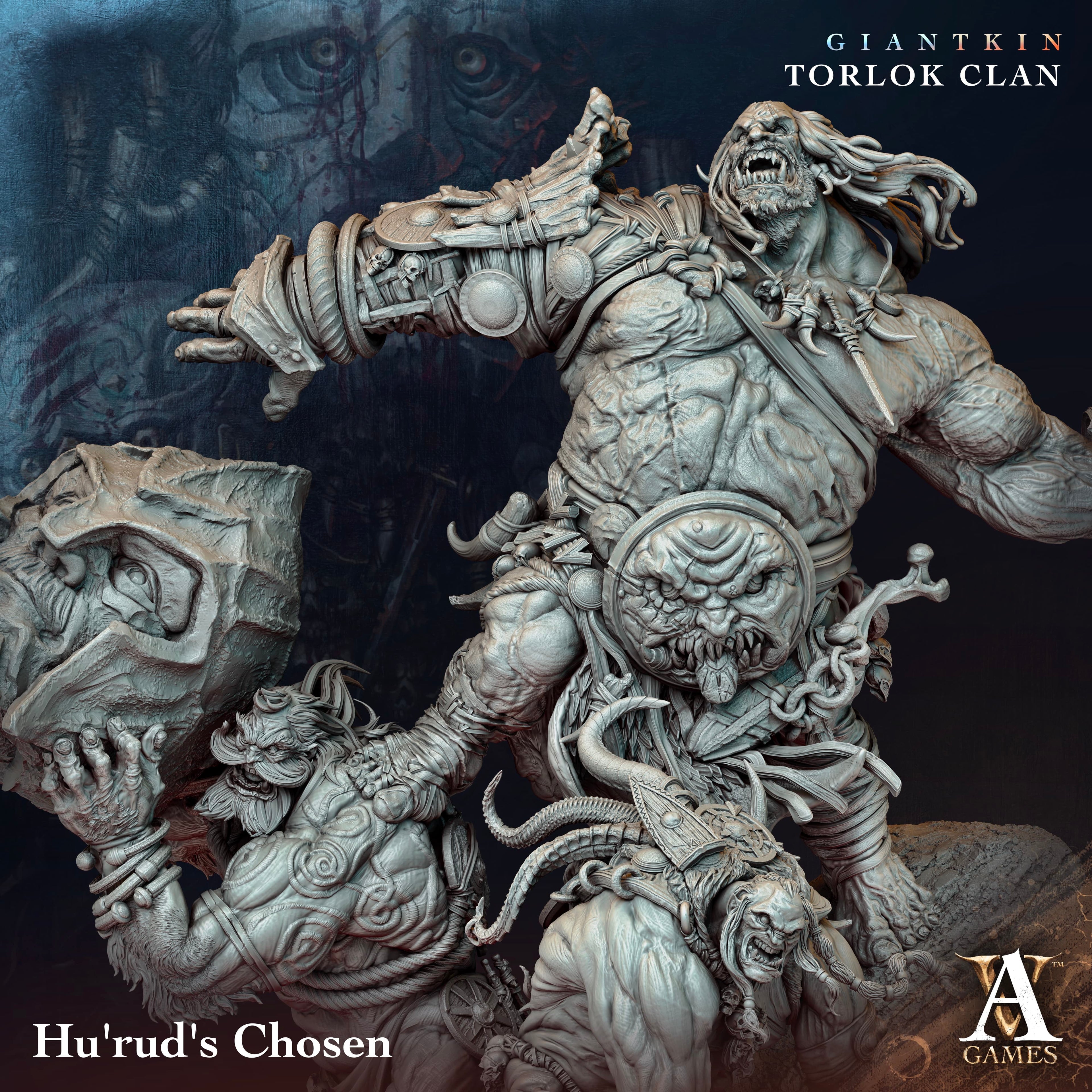 3D Printed Archvillain Games Giantkin - Torlok Clan Hu'rud's Chosen 28 32mm D&D