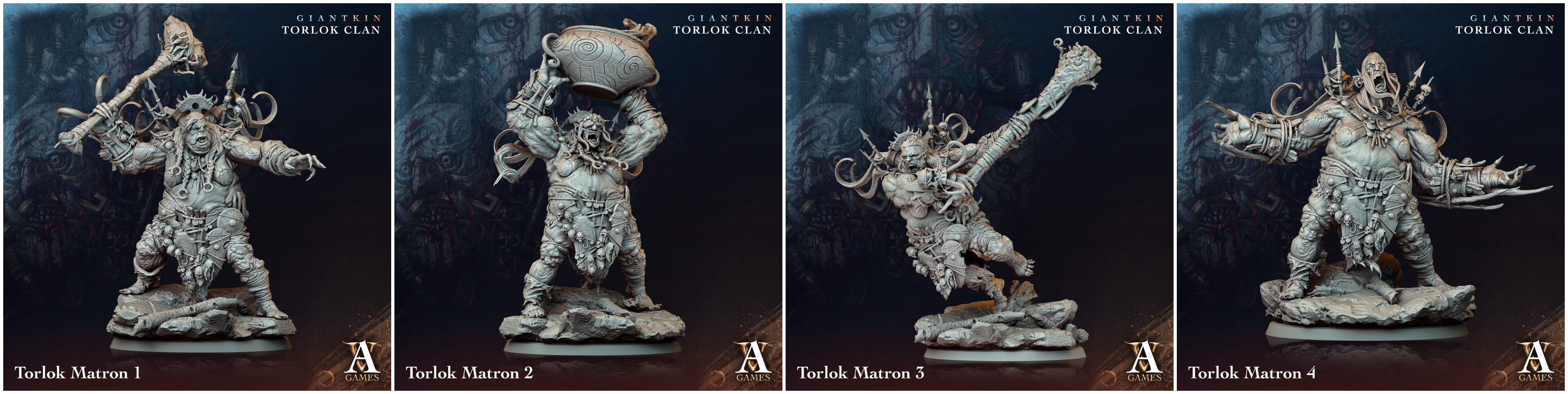 3D Printed Archvillain Games Giantkin - Torlok Clan Torlok Matron 28 32mm D&D