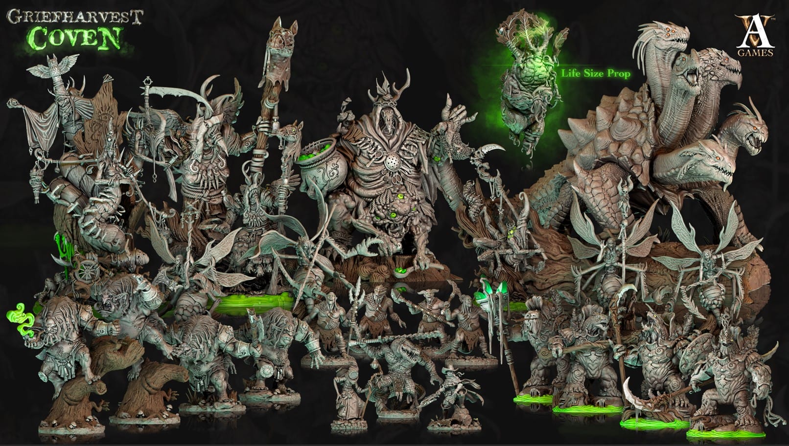 3D Printed Archvillain Games Griefharvest Coven - Turtle Hydra 28mm 32mm D&D