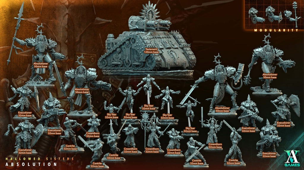 3D Printed Archvillain Games Hallowed Sisters Absolution - Executioner 28mm 32mm D&D
