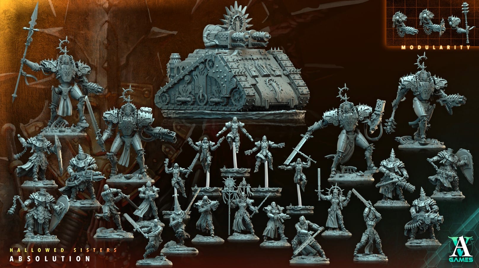 3D Printed Archvillain Games Hallowed Sisters Absolution - Sky Tear 28mm 32mm D&D