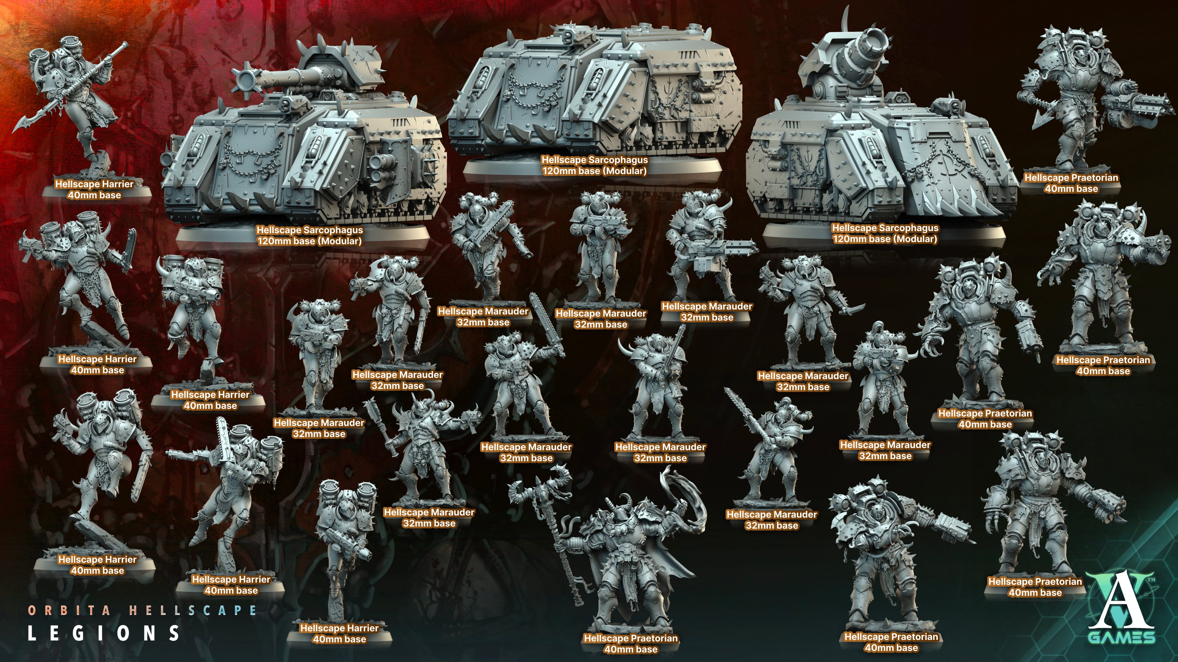 3D Printed Archvillain Games Hellscape Praetorian Orbita Hellscape - Legions 28 32mm D&D