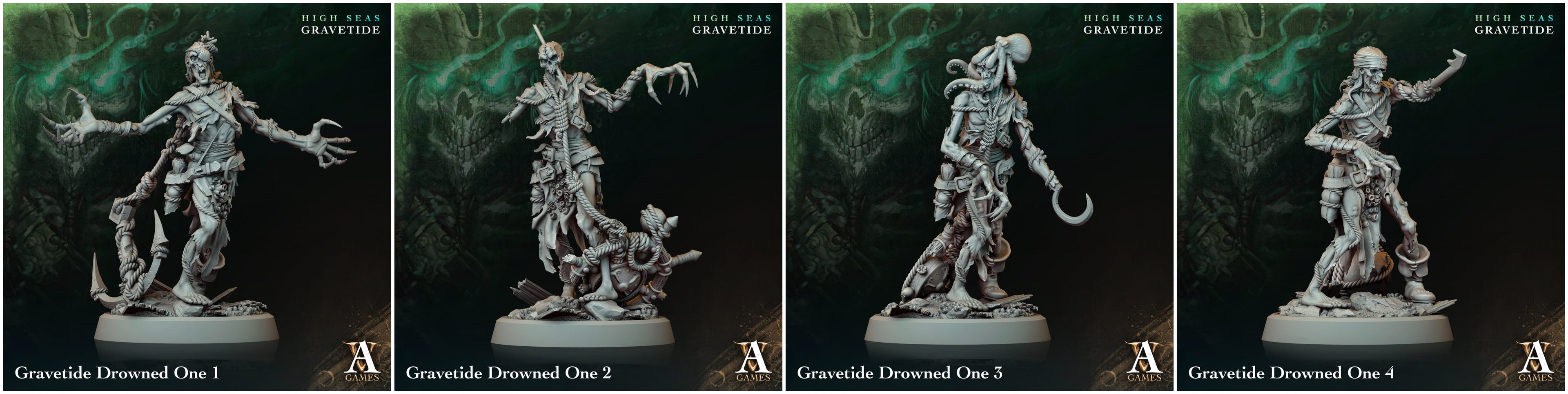 3D Printed Archvillain Games High Seas - Gravetide Gravetide Drowned One 28 32mm D&D