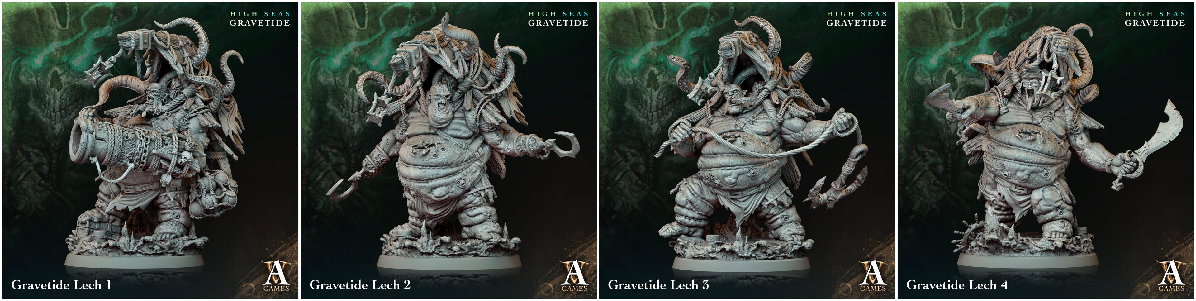 3D Printed Archvillain Games High Seas - Gravetide Gravetide Lech 28 32mm D&D