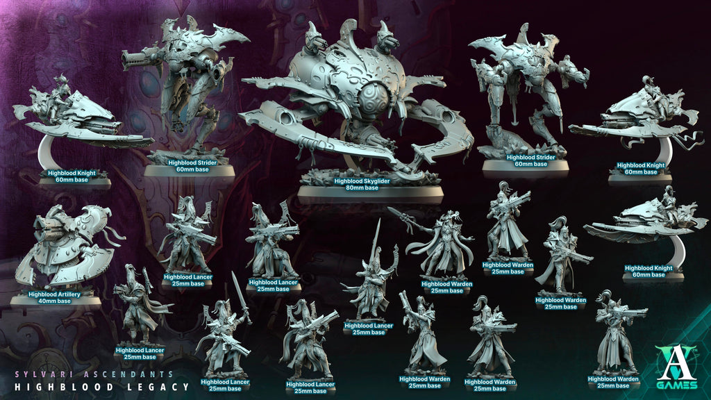 3D Printed Archvillain Games Highblood Artillery Sylvari Ascendants Highblood Legacy Archvillain Society Vol XXXV 28 32mm D&D