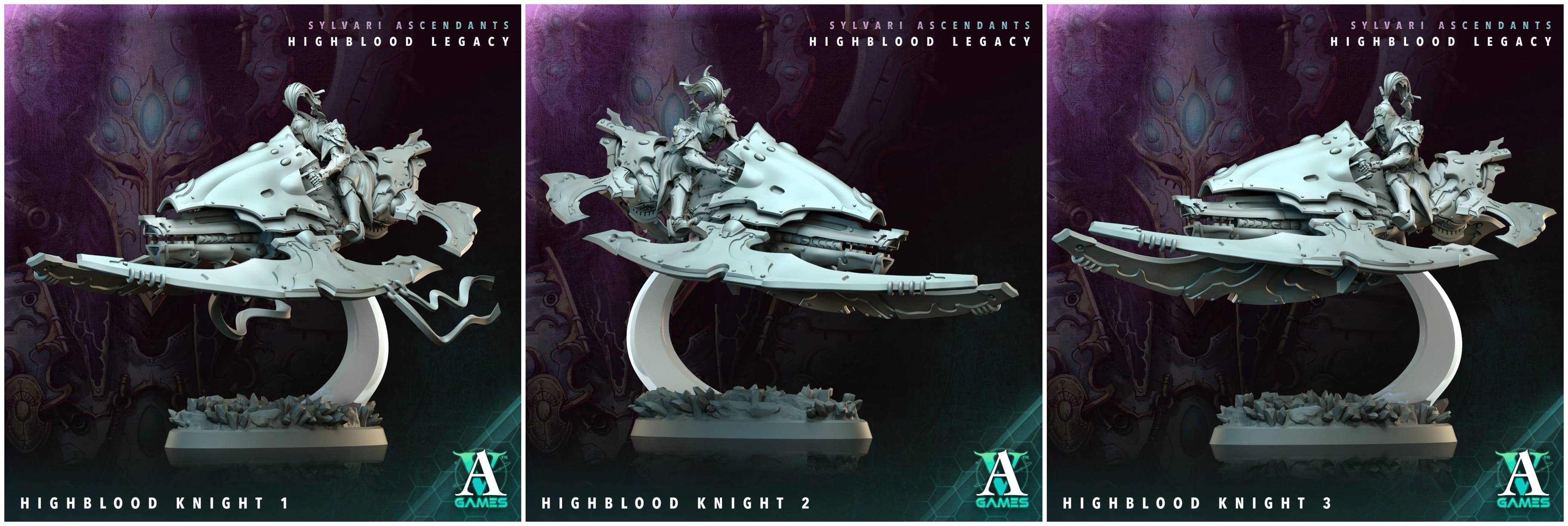 3D Printed Archvillain Games Highblood Knight Sylvari Ascendants Highblood Legacy Archvillain Society Vol XXXV 28 32mm D&D