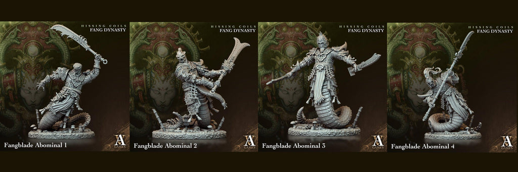 3D Printed Archvillain Games Hissing Coils - Fang Dynasty Fangblade Abominal 28 32mm D&D