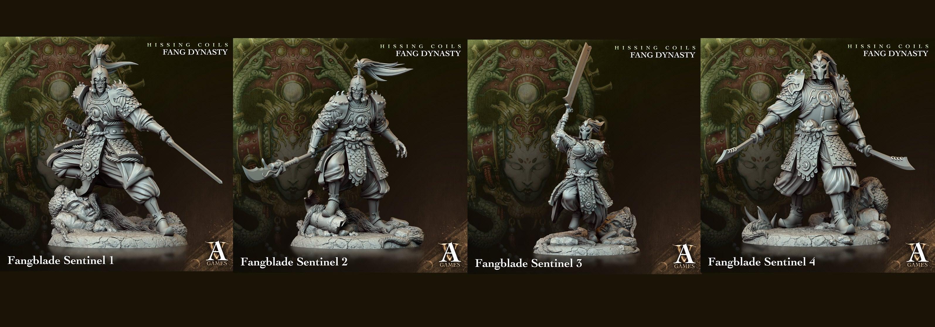 3D Printed Archvillain Games Hissing Coils - Fang Dynasty Fangblade Sentinel 28 32mm D&D