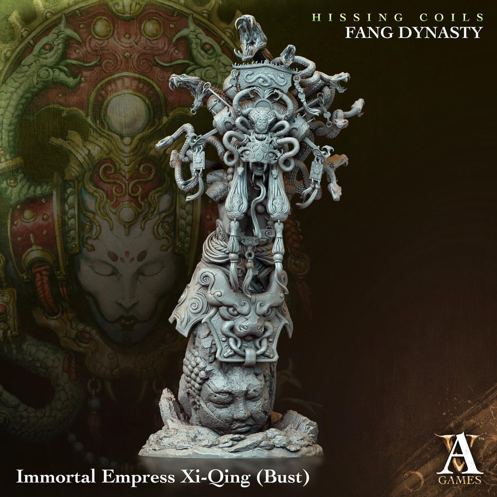 3D Printed Archvillain Games Hissing Coils - Fang Dynasty Immortal Empress Xi-Qing - Bust 28 32mm D&D