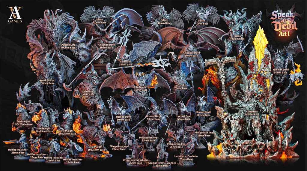 3D Printed Archvillain Games Horned Devil Speak of the Devil Act I 28 32mm D&D