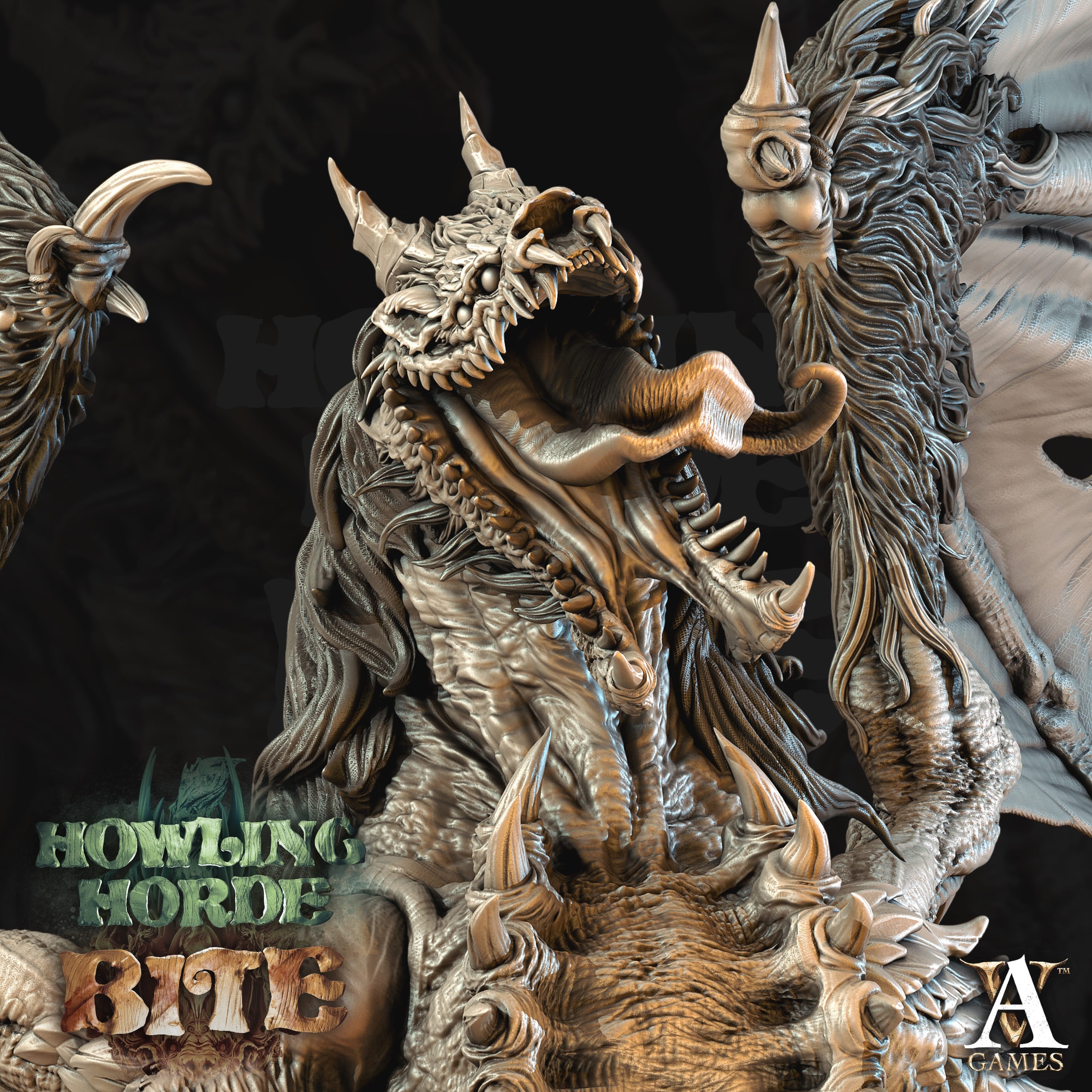 3D Printed Archvillain Games Howling Horde - Hyena Dragon 28mm 32mm D&D