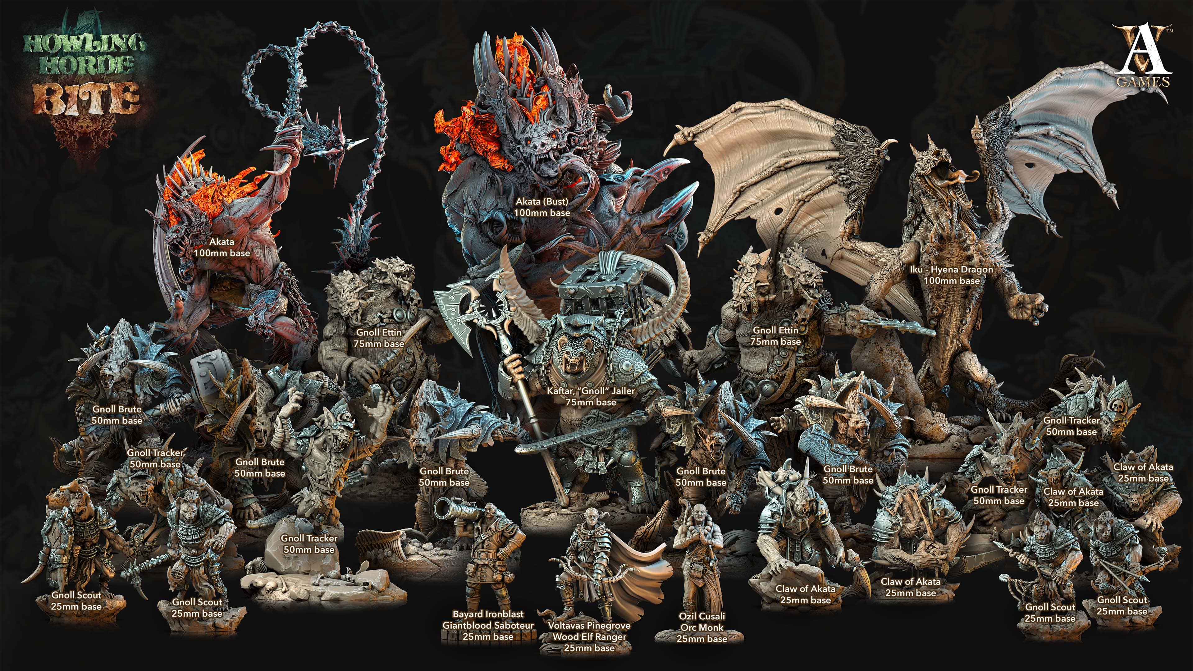 3D Printed Archvillain Games Howling Horde - Kaftar Gnollrat Slaver 28mm 32mm D&D