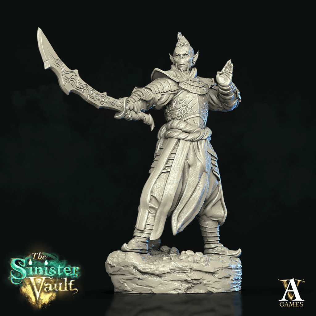 3D Printed Archvillain Games Khadan Gith Swordmaster The Sinister Vault 28 32mm D&D