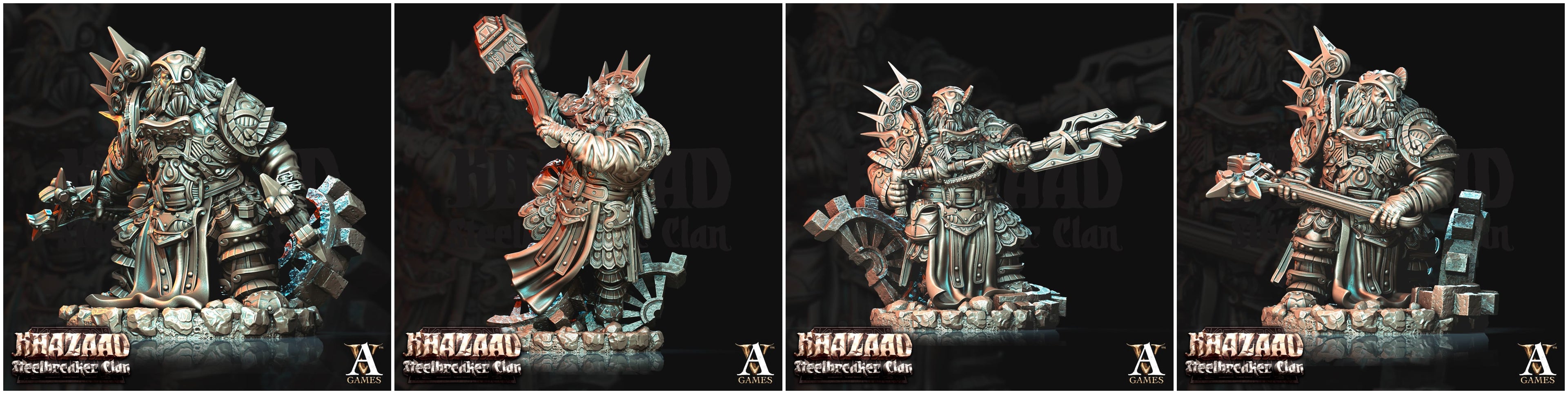 3D Printed Archvillain Games Khazaad Steelbreaker Clan - Steelbreaker Engineers 28mm 32mm D&D