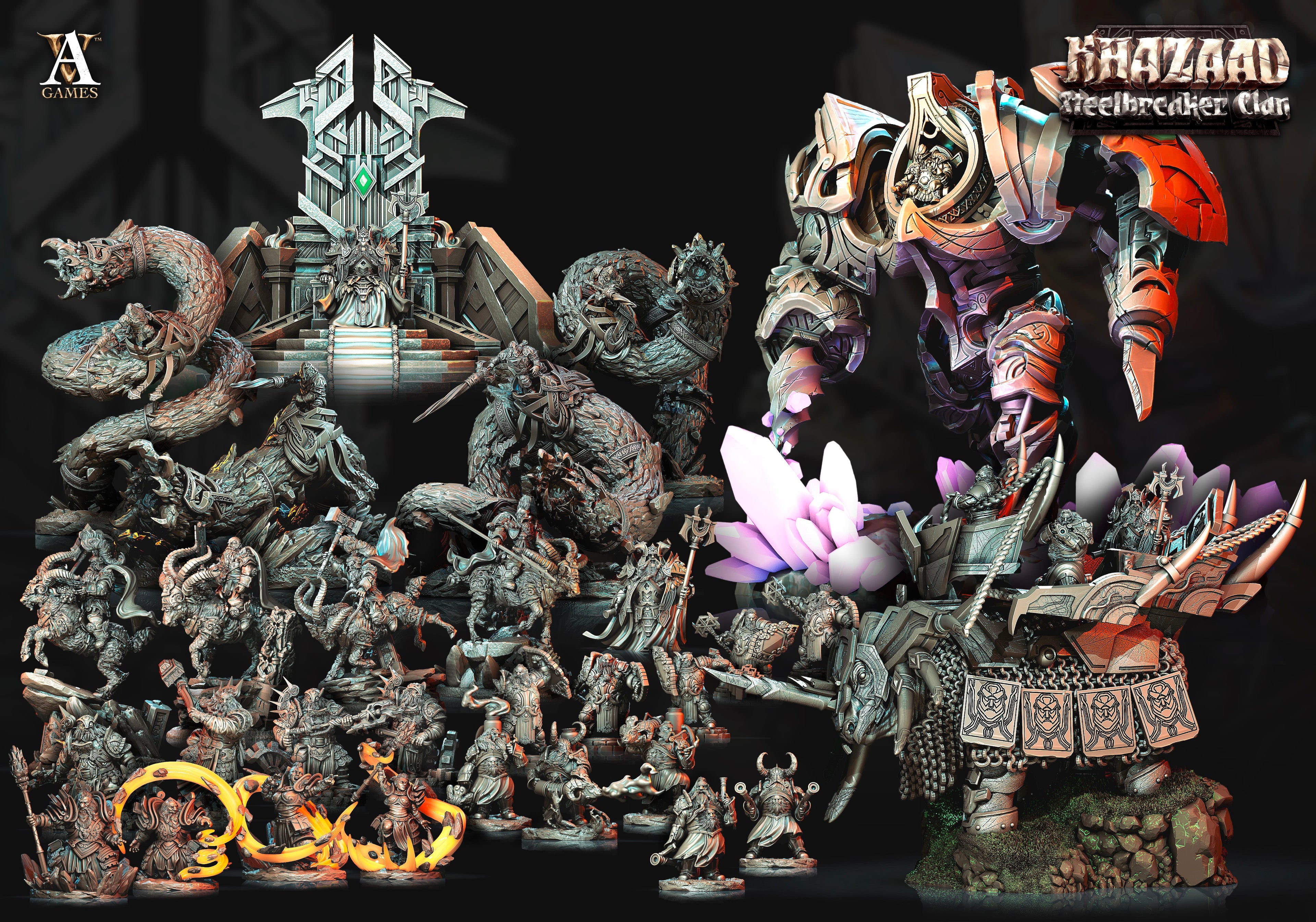 3D Printed Archvillain Games Khazaad Steelbreaker Clan - Steelbreaker Firespitters 28mm 32mm D&D