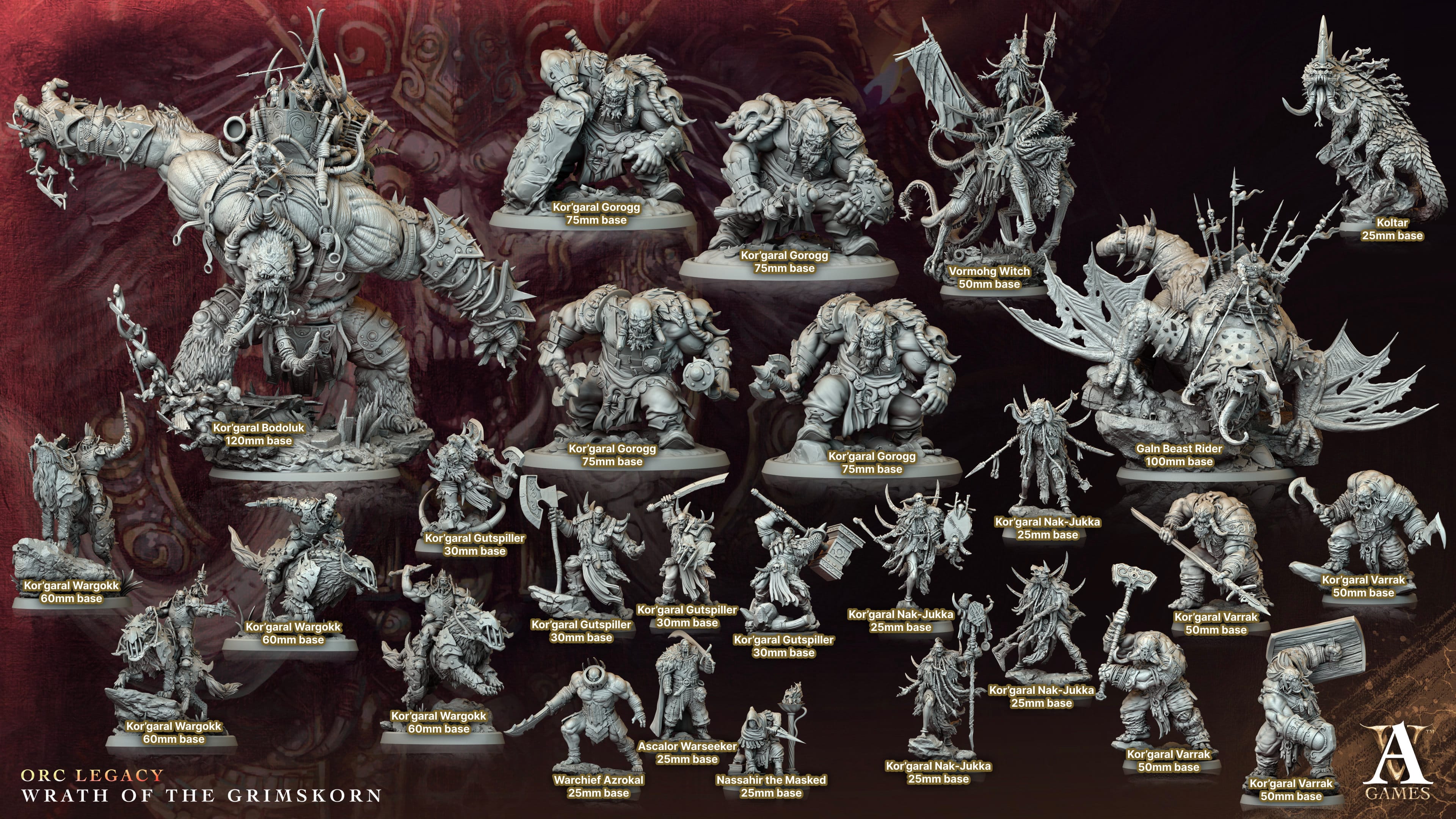 3D Printed Archvillain Games Kor'garal Gorogg Orc Legacy Wrath of the Grimskorn 28 32mm D&D