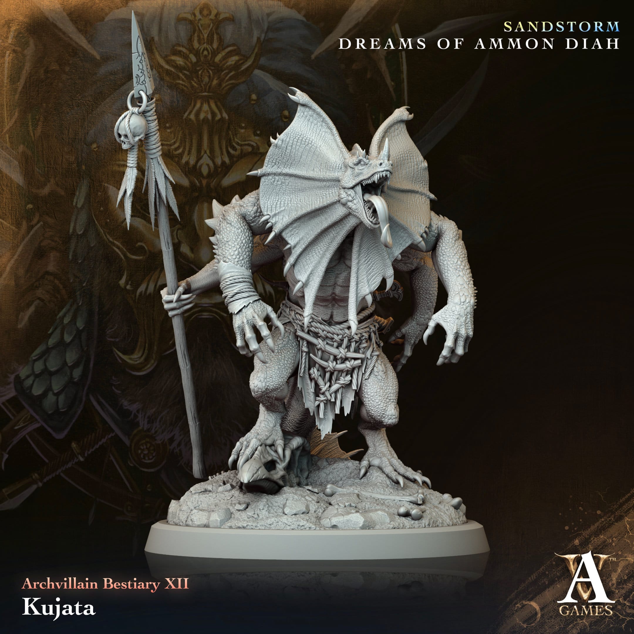 3D Printed Archvillain Games Kujata Archvillain Bestiary Vol XII 28 32mm D&D