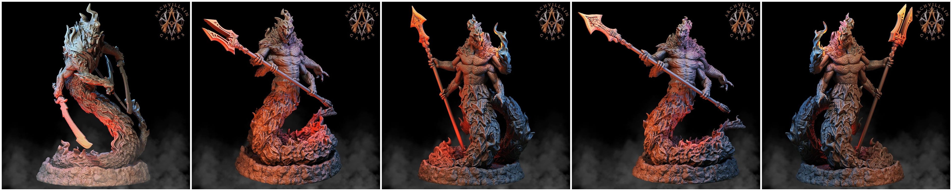 3D Printed Archvillain Games Magma Lords - Salamander Lords 28mm 32mm D&D