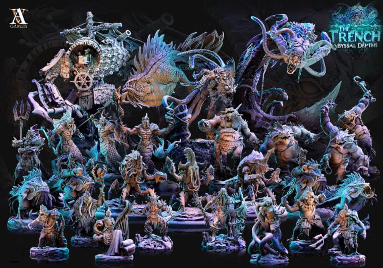 3D Printed Archvillain Games Morklos The Trench Abyssal Depths 28 32mm D&D
