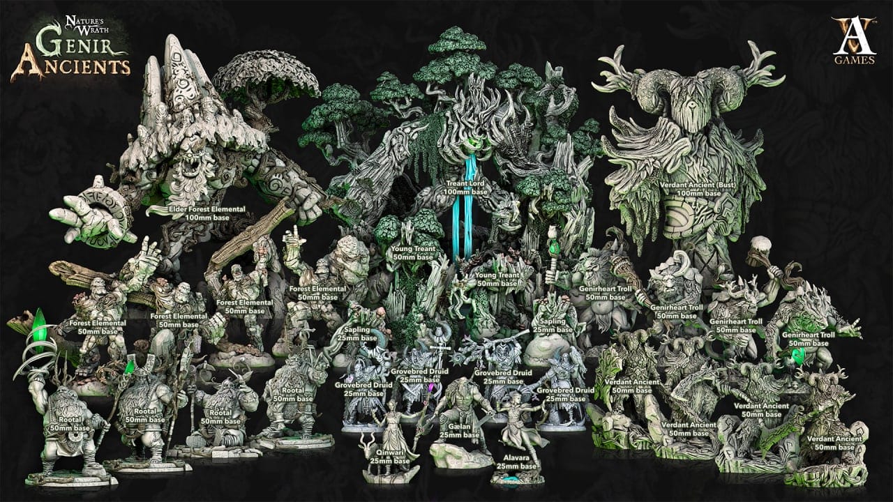 3D Printed Archvillain Games Nature's Wrath Genir Ancients - Genirheart Trolls 28mm 32mm D&D