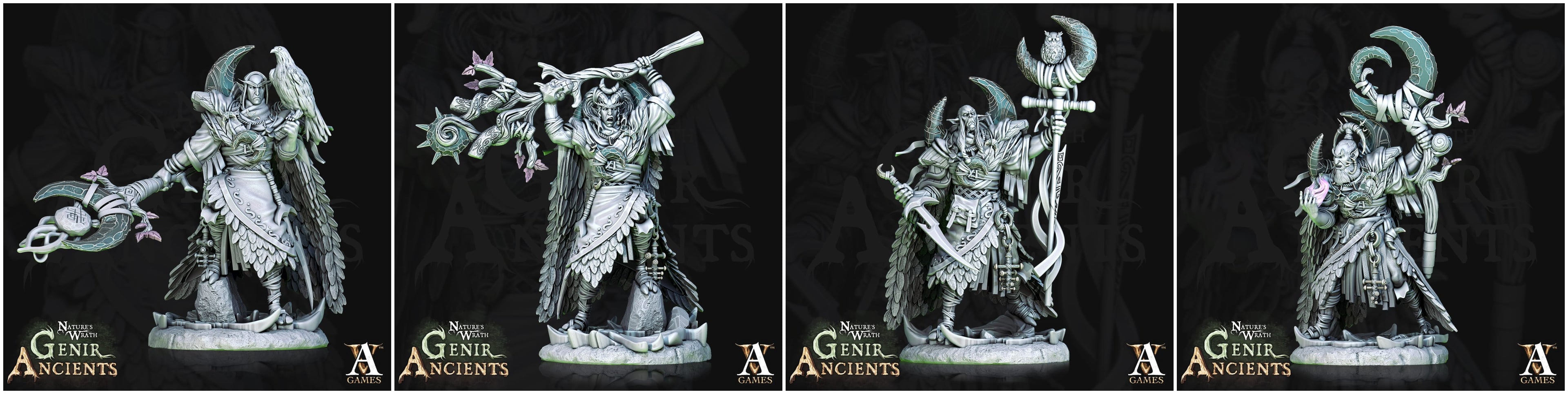 3D Printed Archvillain Games Nature's Wrath Genir Ancients - Grovebred Druids 28mm 32mm D&D