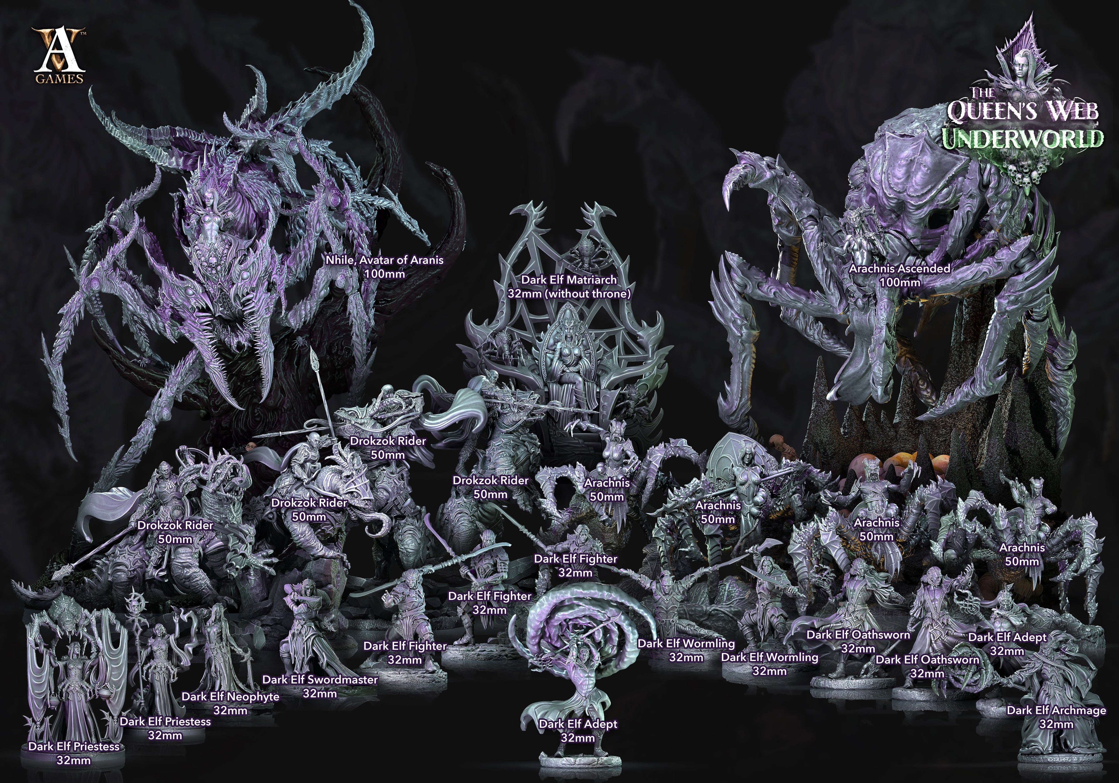 3D Printed Archvillain Games Nhile Avatar of Aranis The Queen's Web Underworld 28 32mm D&D