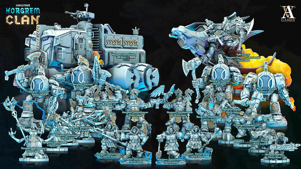 3D Printed Archvillain Games Norgrem Gemsourcers Vahlstahd - Norgrem Clan 28 32mm D&D