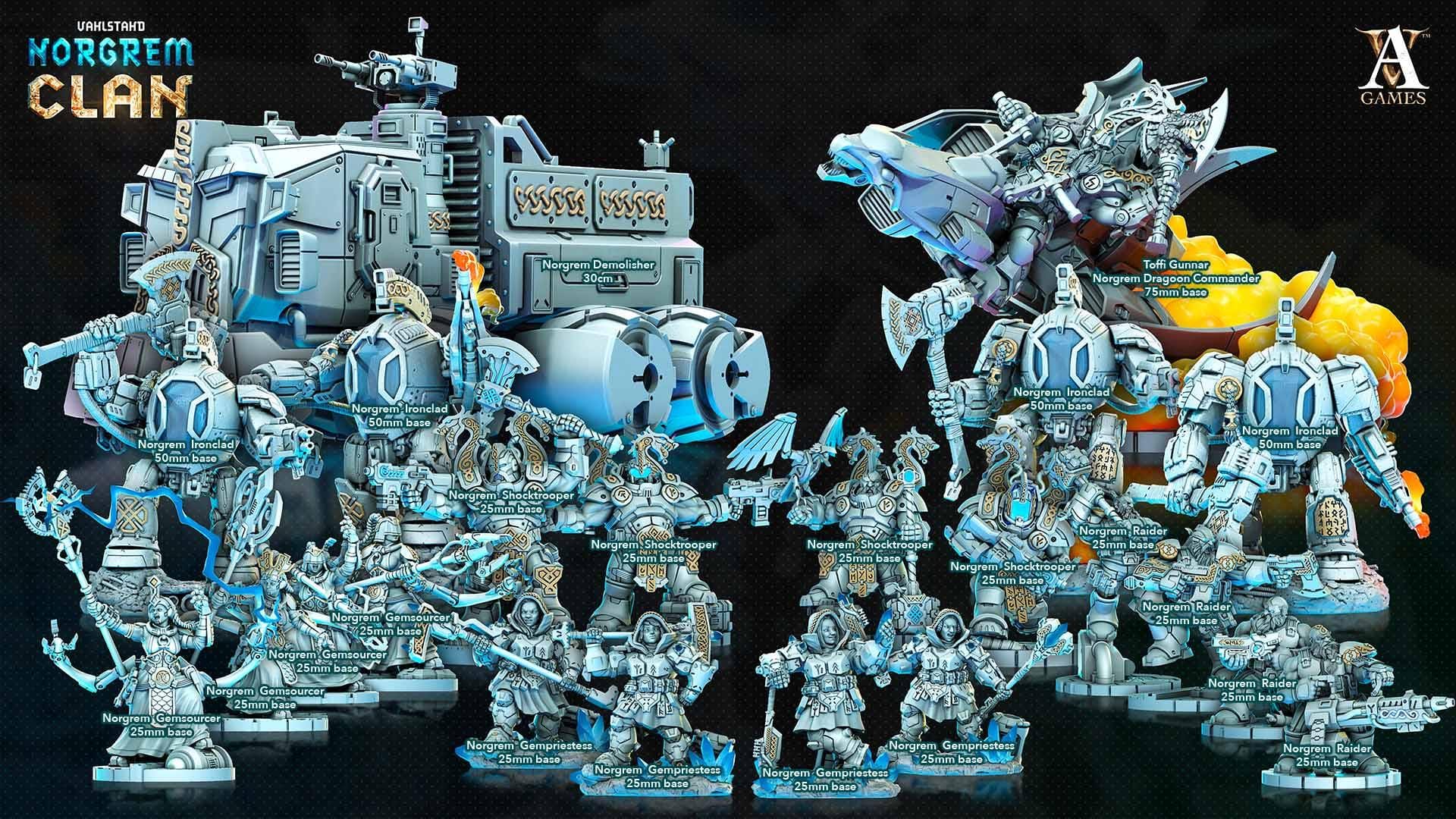 3D Printed Archvillain Games Norgrem Ironclads Vahlstahd - Norgrem Clan 28 32mm D&D