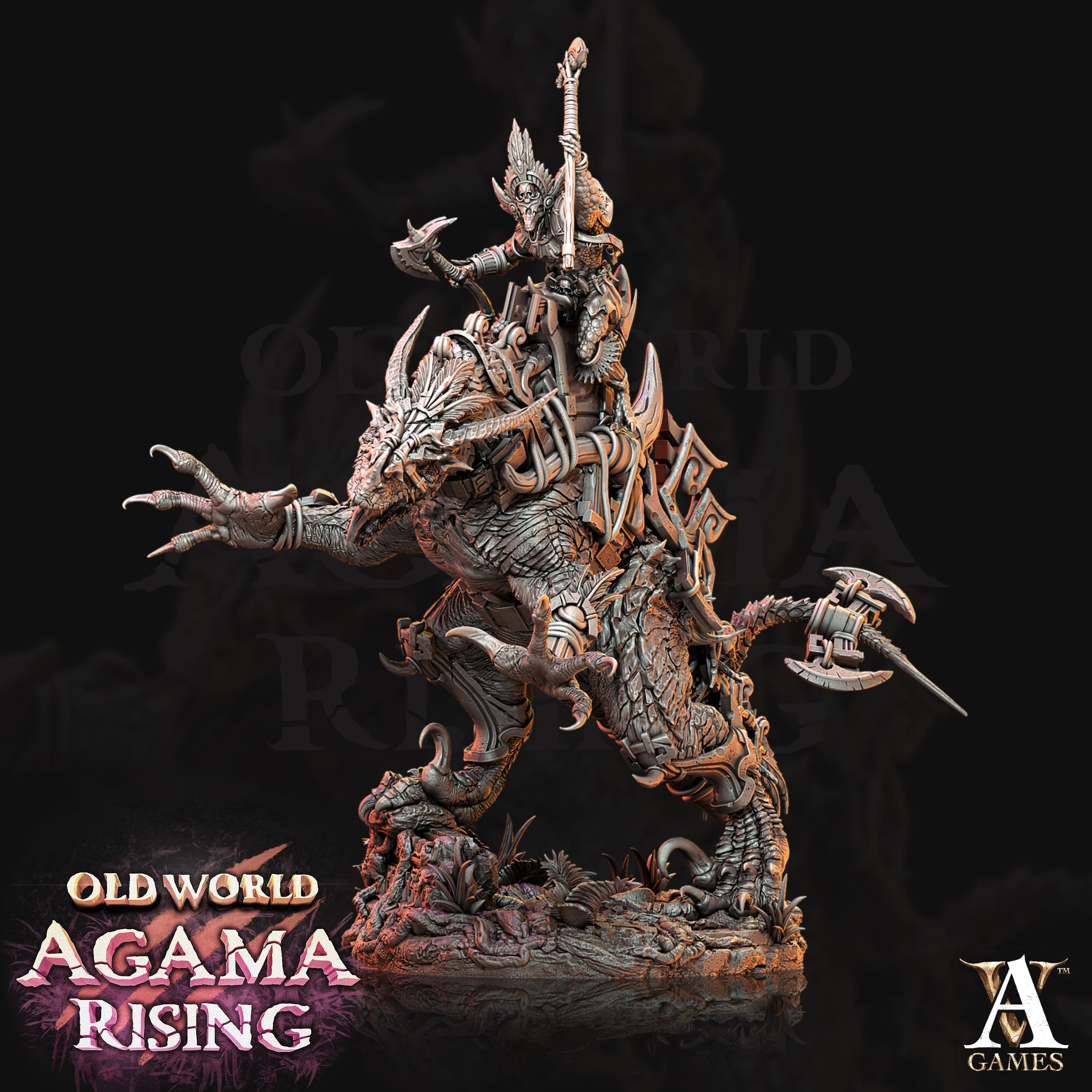 3D Printed Archvillain Games Old World Agama Rising - Mankutter Fleshripper Rider 28mm 32mm D&D