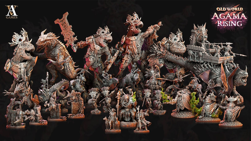 3D Printed Archvillain Games Old World Agama Rising - Mankutter Fleshripper Rider 28mm 32mm D&D