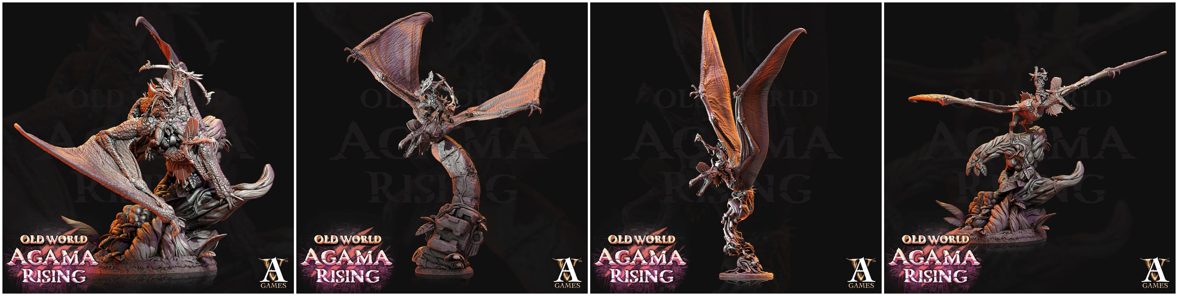 3D Printed Archvillain Games Old World Agama Rising - Quetzal Riders 28mm 32mm D&D
