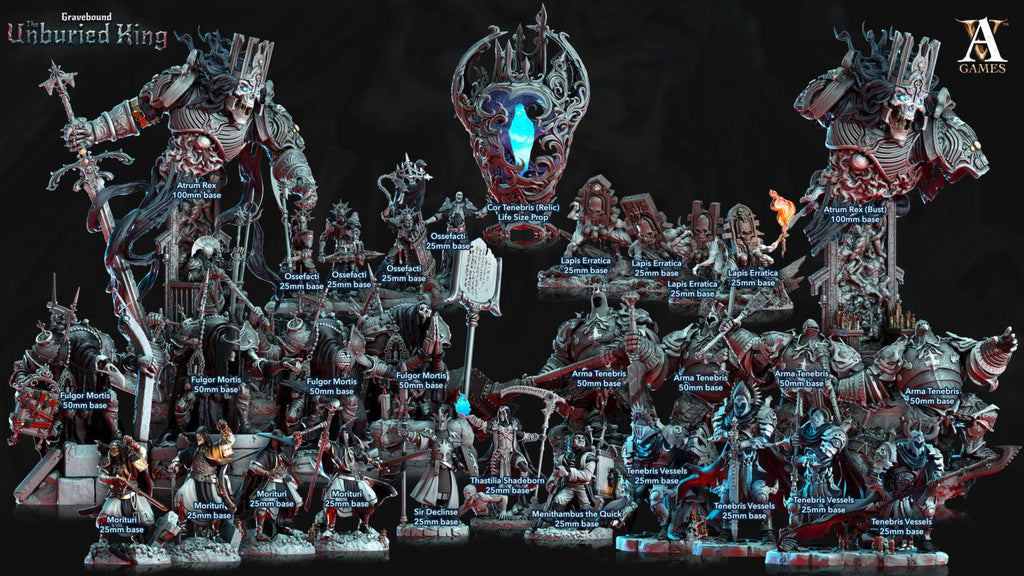 3D Printed Archvillain Games Ossefacti- Gravebound The Unburied King 28 32mm D&D