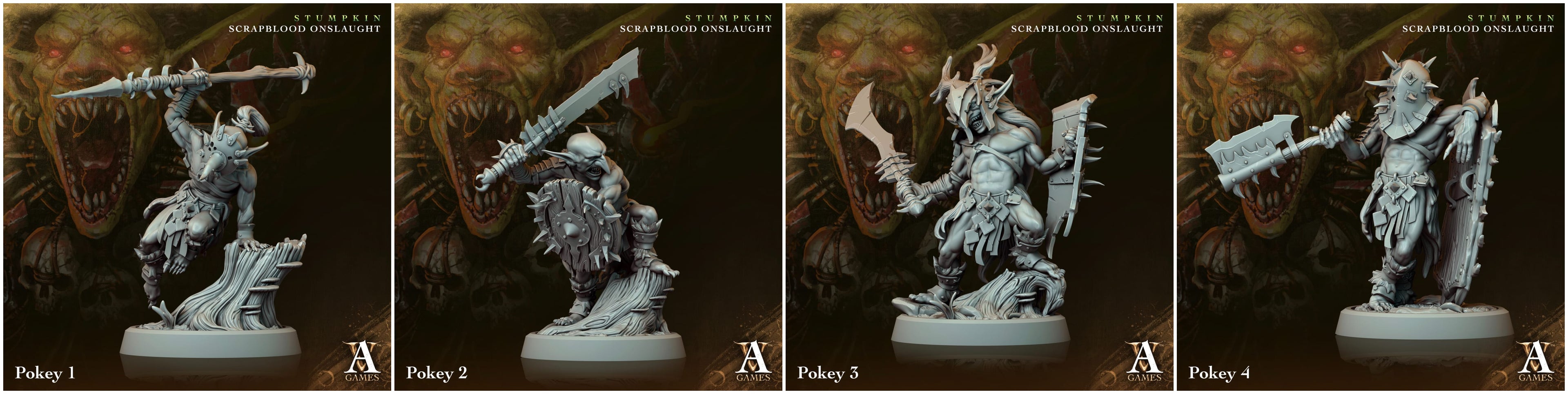 3D Printed Archvillain Games Pokeys Stumpkin Scrapblood Onslaught 28 32mm D&D