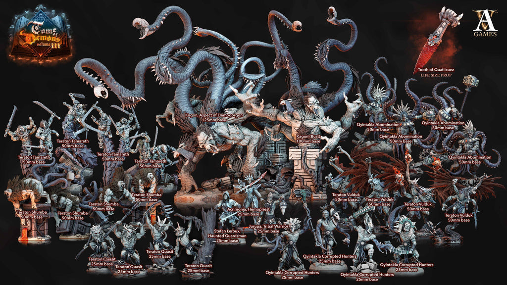 3D Printed Archvillain Games Qyintakla Corrupted Hunters Tome of Demons 28 32mm D&D