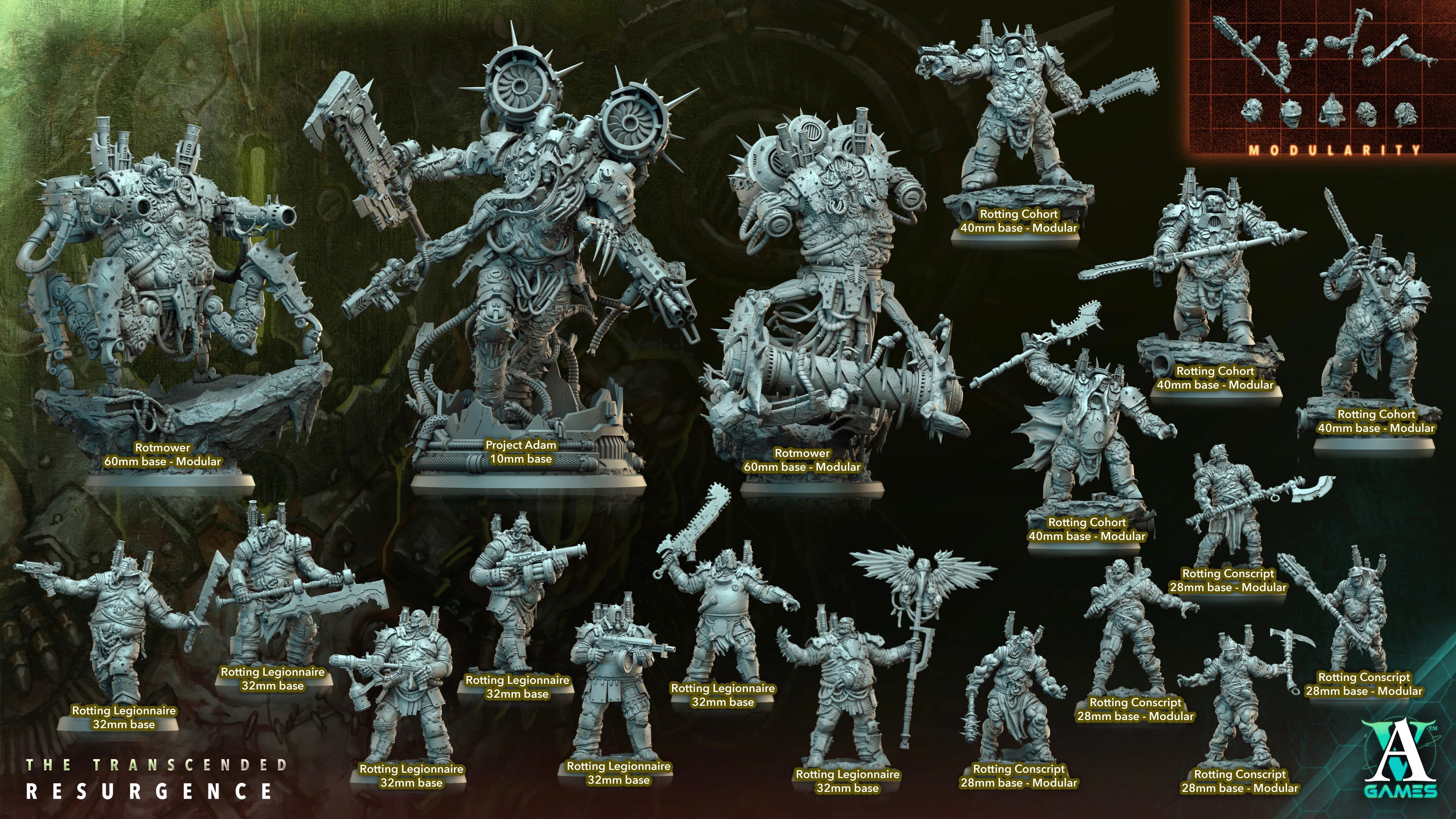 3D Printed Archvillain Games Rotmower The Transcended Resurgence 28 32mm D&D