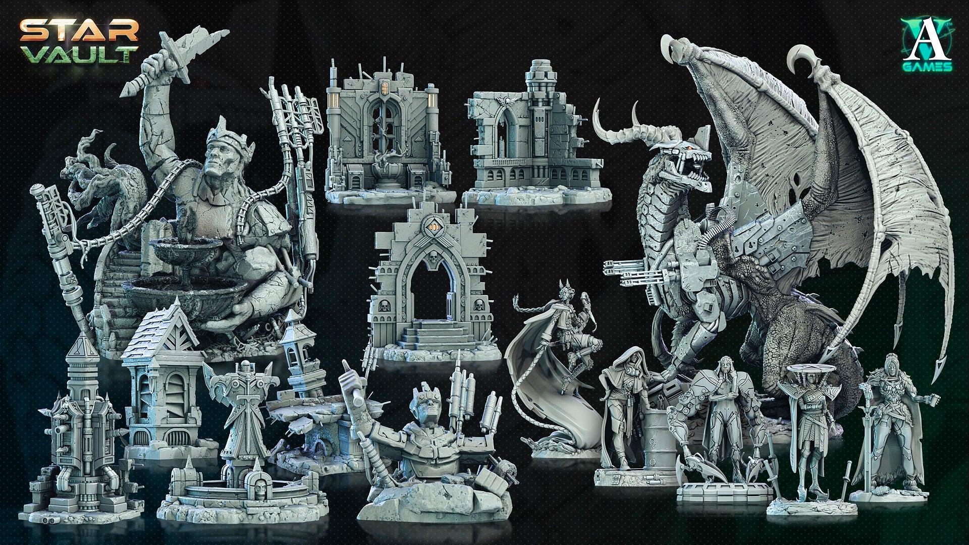 3D Printed Archvillain Games Sakura Cartel Mech Tech The Star Vault 28 32mm D&D