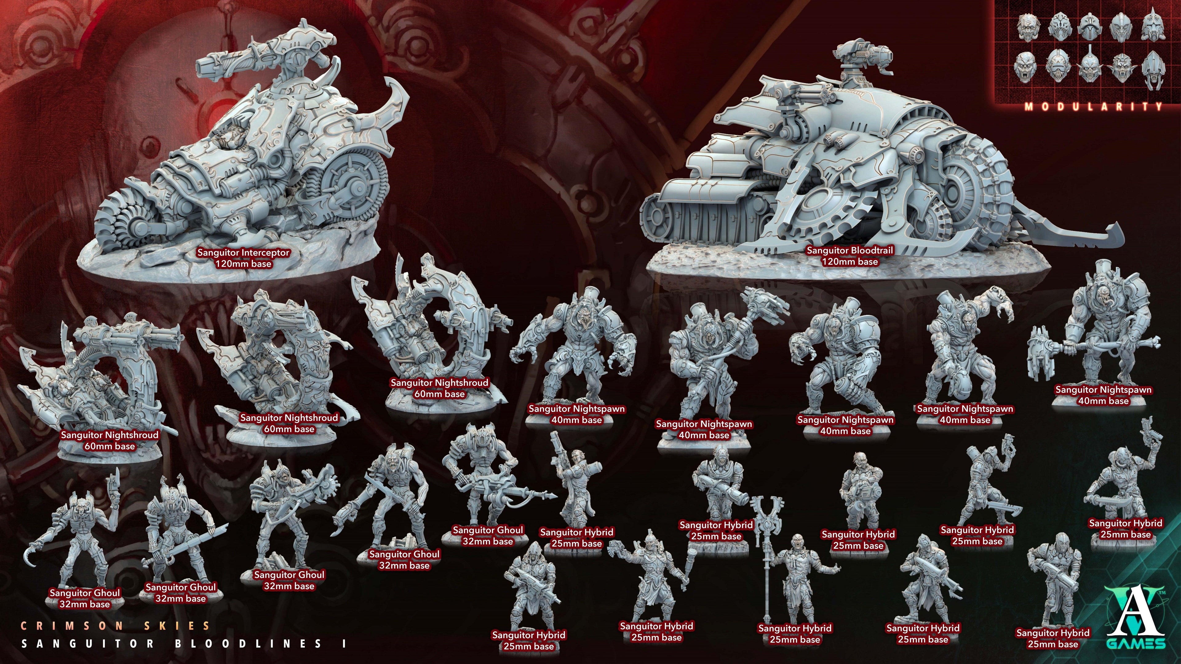 3D Printed Archvillain Games Sanguitor Ghouls Crimson Skies - Sanguitor Bloodlines Bloodright - Anathema 28 32mm D&D