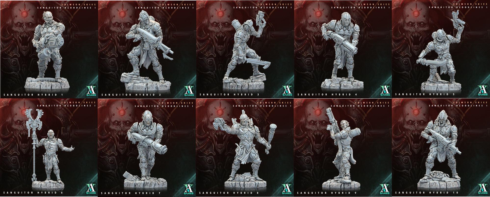3D Printed Archvillain Games Sanguitor Hybrids Crimson Skies - Sanguitor Bloodlines Bloodright - Anathema 28 32mm D&D