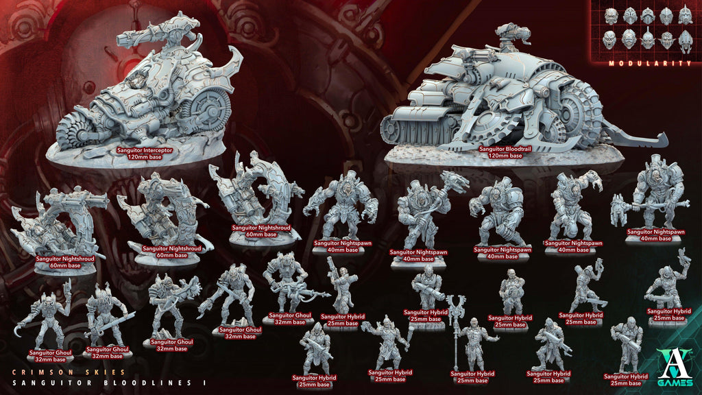 3D Printed Archvillain Games Sanguitor Hybrids Crimson Skies - Sanguitor Bloodlines Bloodright - Anathema 28 32mm D&D