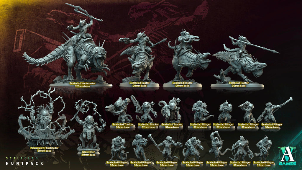 3D Printed Archvillain Games Scaleclad Huntmaster Scaleclad Huntpack 28 32mm D&D