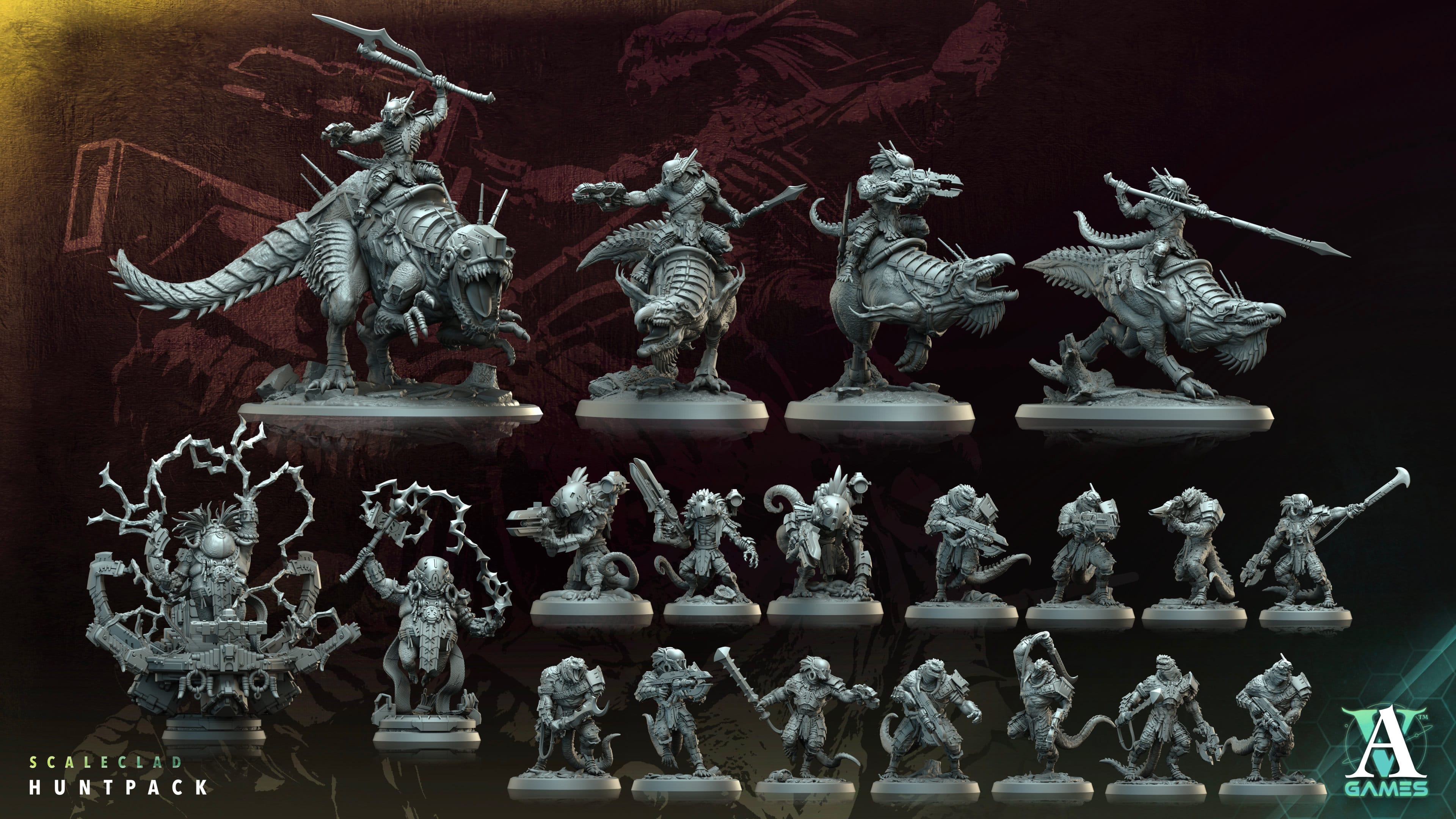 3D Printed Archvillain Games Scaleclad Pillager Scaleclad Huntpack 28 32mm D&D