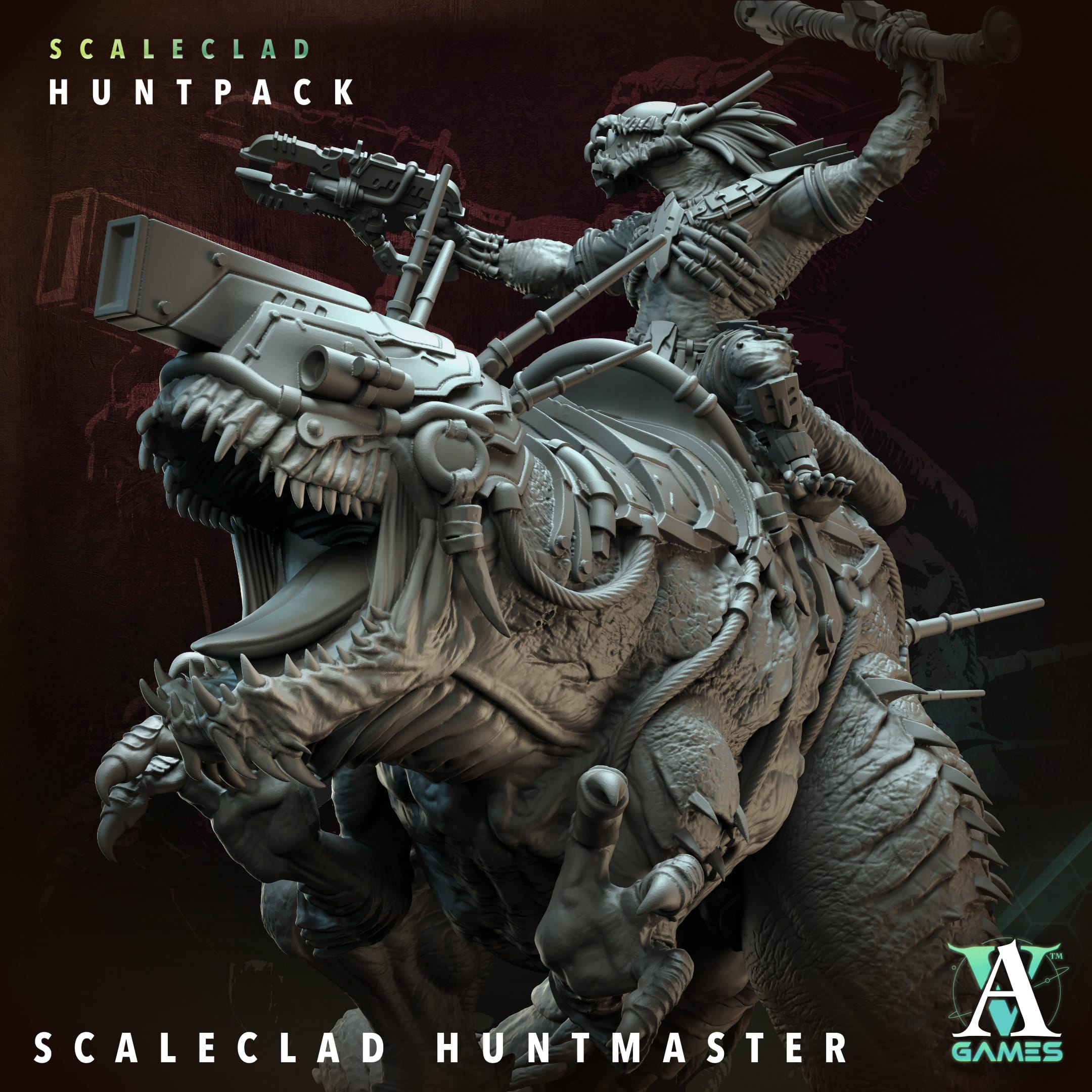 3D Printed Archvillain Games Scaleclad Huntmaster Scaleclad Huntpack 28 32mm D&D