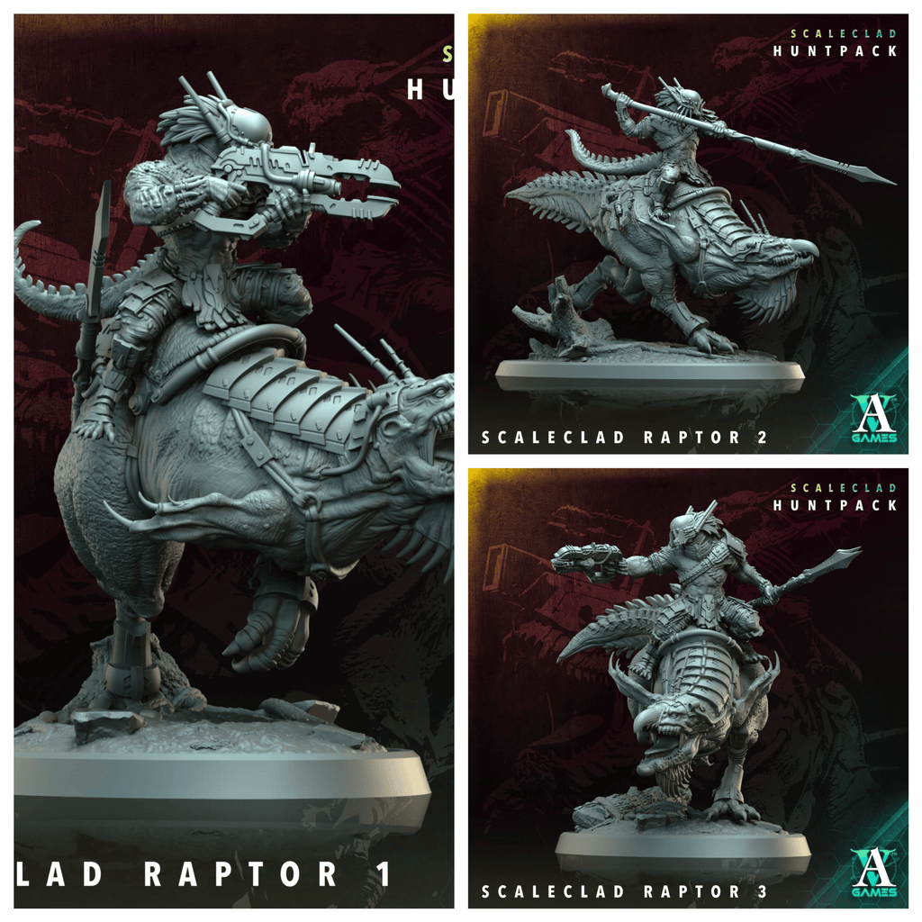 3D Printed Archvillain Games Scaleclad Raptor Scaleclad Huntpack 28 32mm D&D