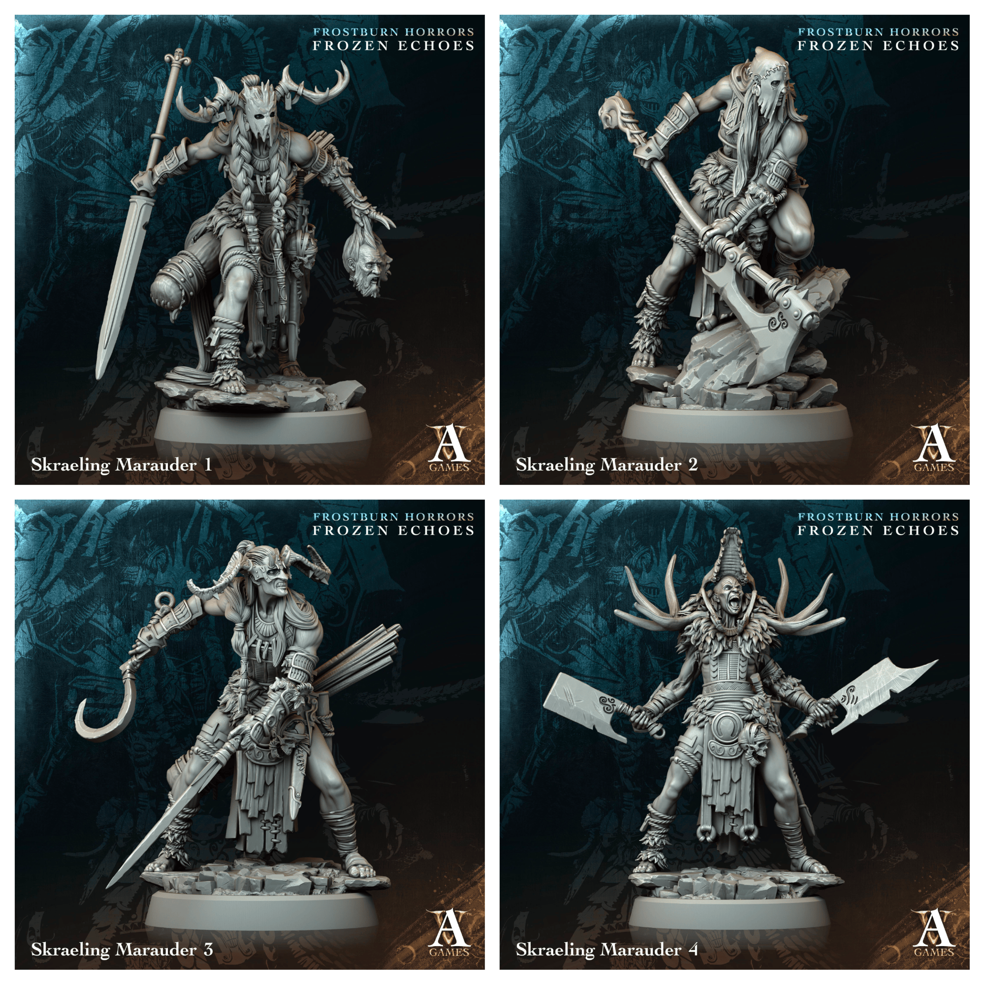 3D Printed Archvillain Games Skraeling Marauder Frostburn Horrors Frozen Echoes 28 32mm D&D