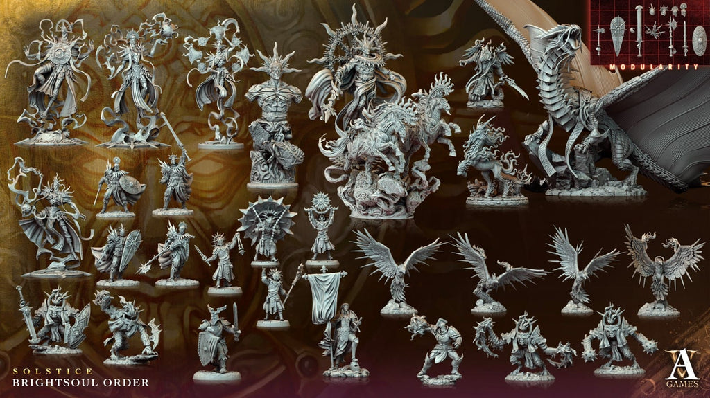 3D Printed Archvillain Games Solcurus Aspect of Sol Myr Solstice Ray of Sol Myr 28 32mm D&D