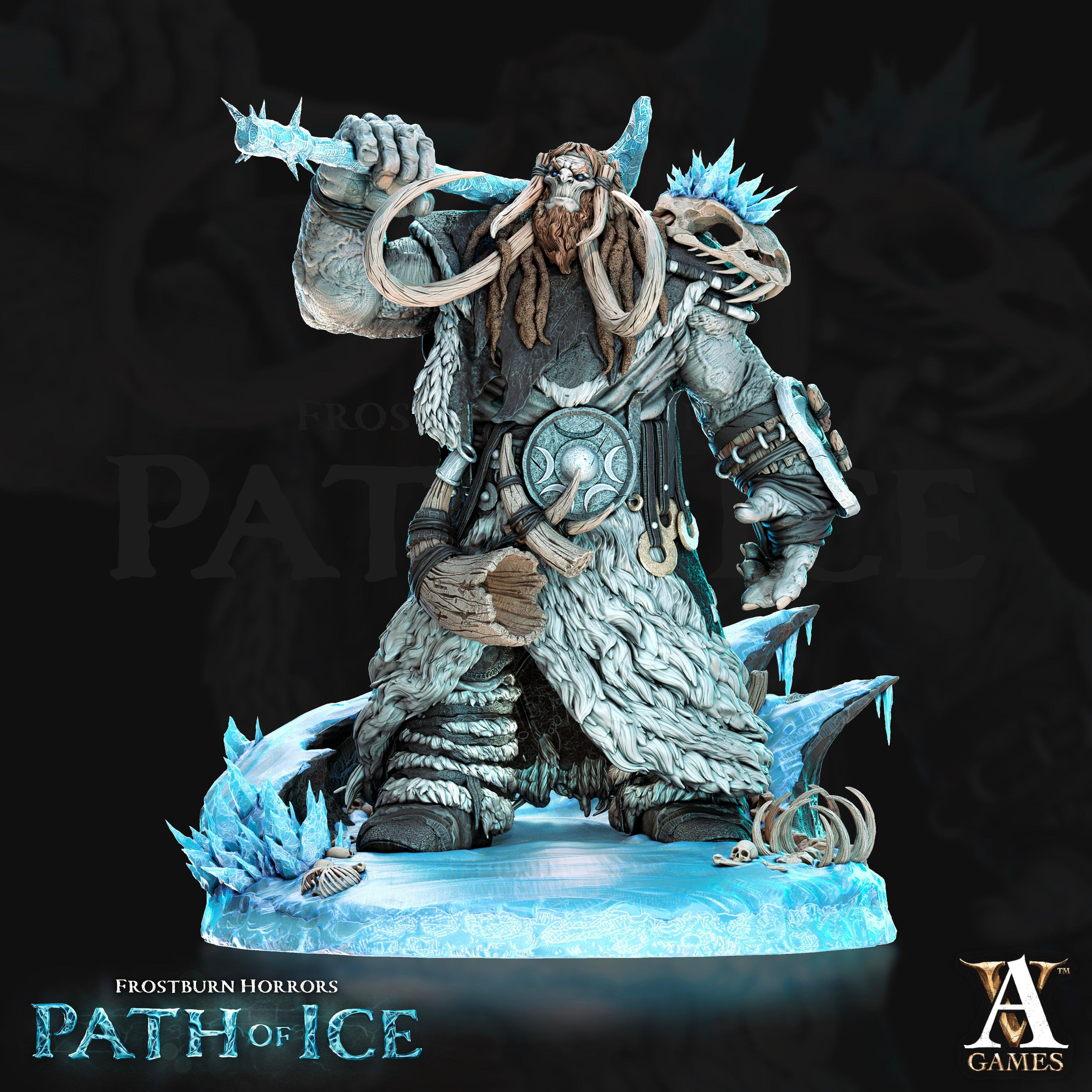 3D Printed Archvillain Games Soturi Herdlord of the Mammuti Frostburn Horrors - Path of Ice 28 32mm D&D
