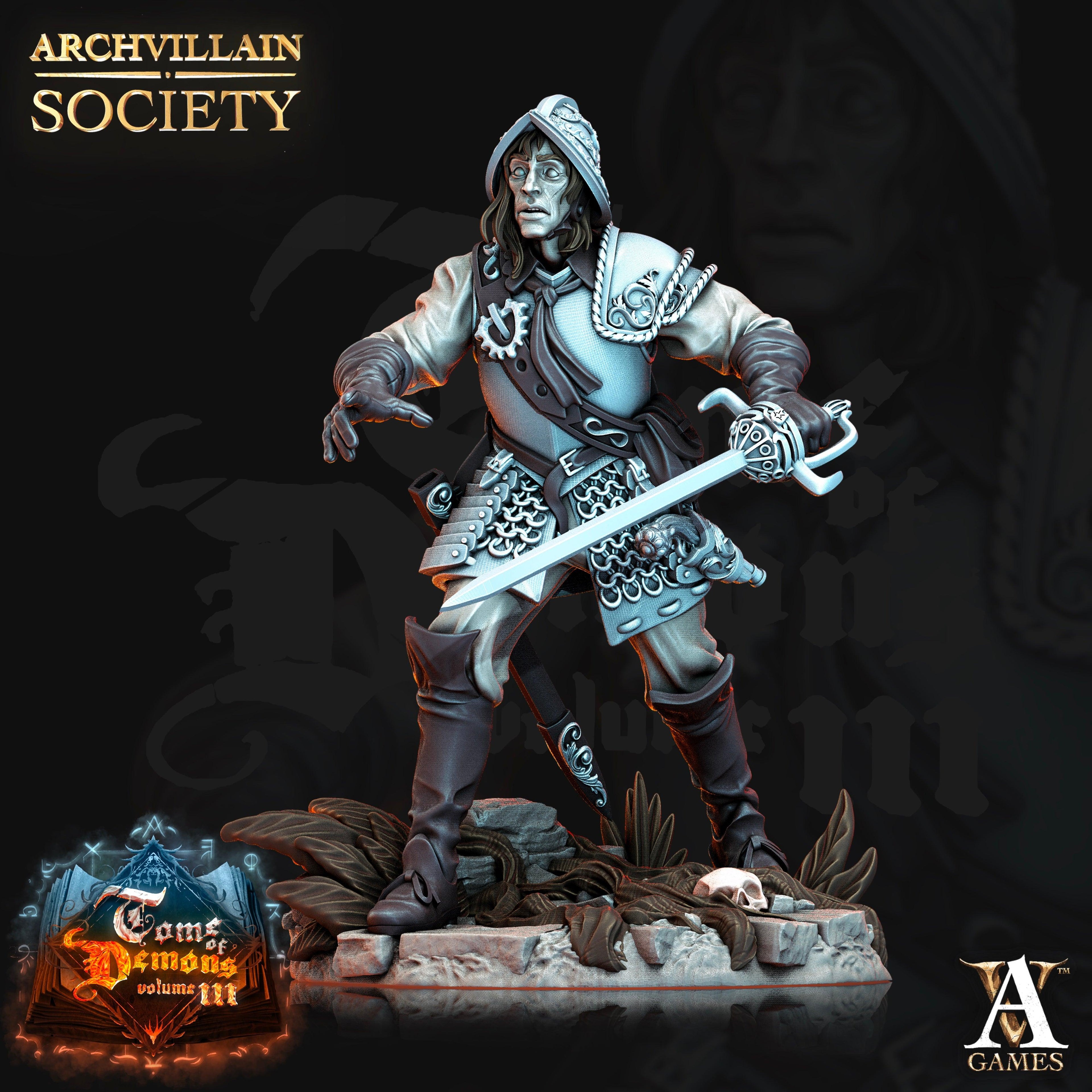 3D Printed Archvillain Games Stefan Leroux Haunted Guardsman Society Vol. XIX 28 32mm D&D