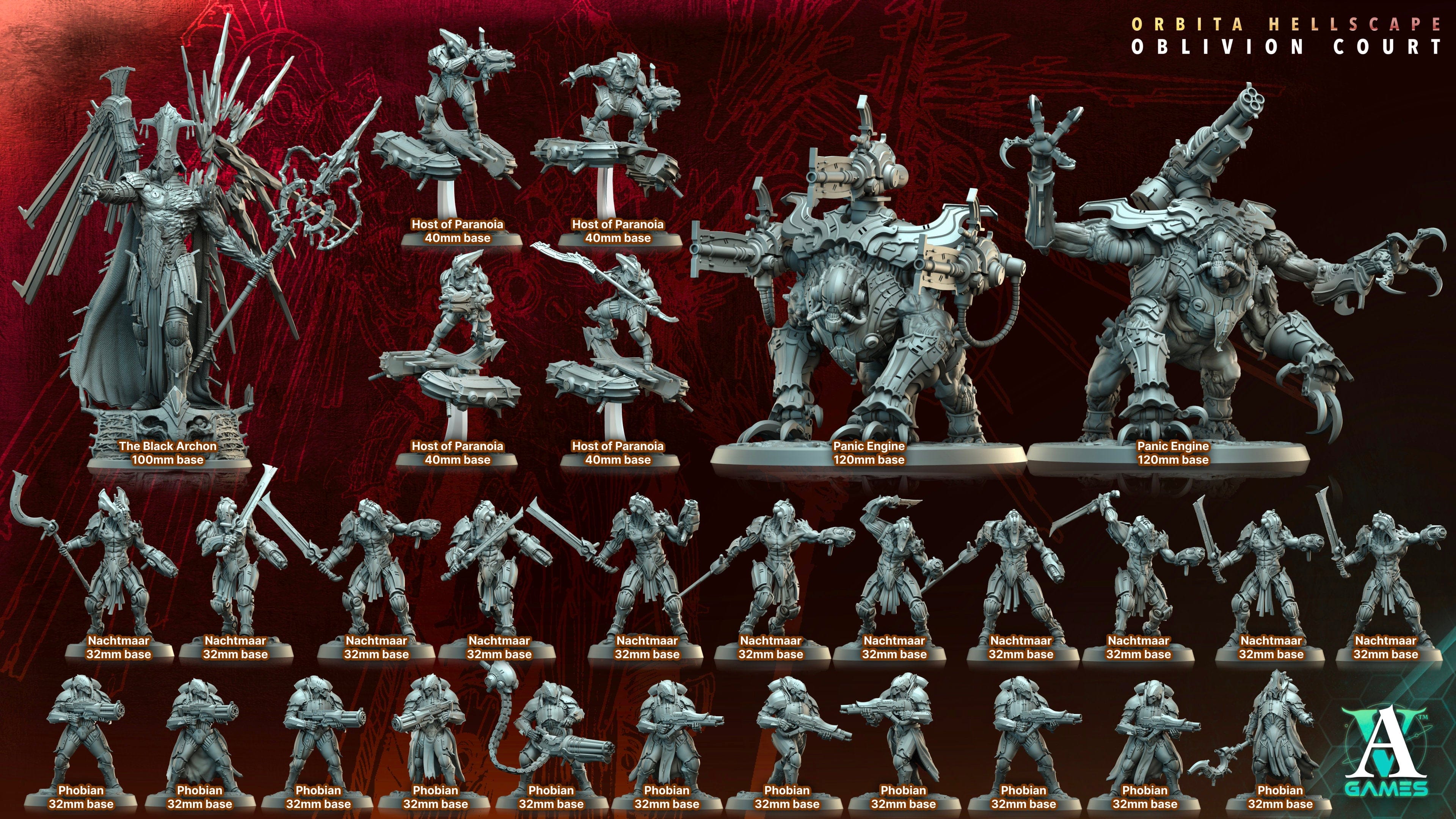 3D Printed Archvillain Games Phobian Orbita Hellscape Oblivion Court 28 32mm D&D